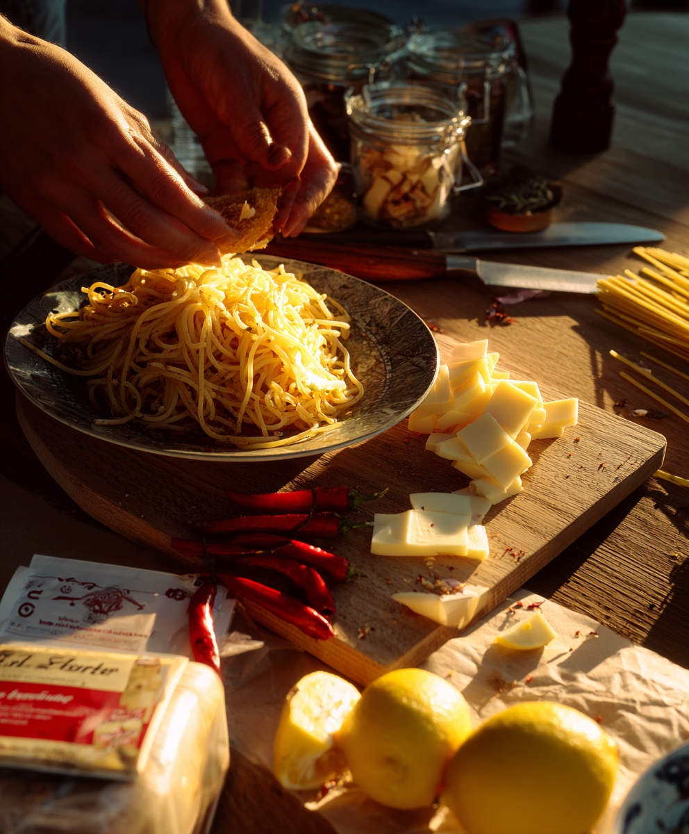 Spicy Zitronen-Spaghetti mit „Feueröl“