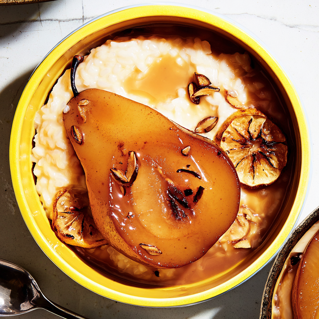Warmer Zimt-Pudding mit Birne & Reis